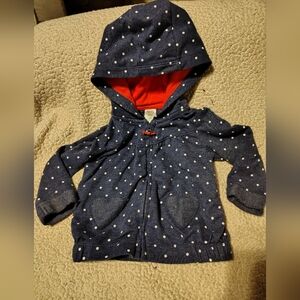 Carter's Lightweight Hooded Jacket Navy Polka Dot Baby Girl Size 9month